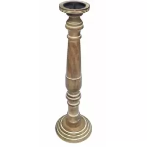 Topfurnishing - Rustic Antique Carved Wooden Pillar Church Candle Holder [[Natural,XX Large 63cm]