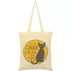 A Little Black Cat Goes With Everything Tote Bag (One Size) (Cream/Black/Yellow) - Grindstore