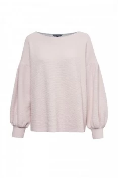 French Connection Ellen Textured Balloon Sleeve Sweater Pink