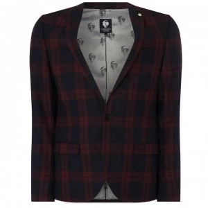 Twisted Tailor Ginger Skinny Fit Checked Jacket - Red