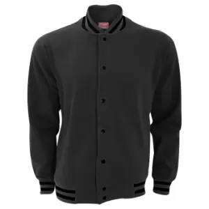 FDM Unisex Campus Varsity Jacket (S) (Charcoal/Black)