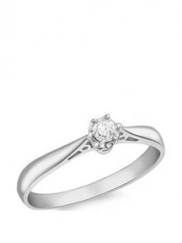 Love GOLD 18ct White Gold 10pt Diamond Solitaire Ring, White Gold, Size H, Women