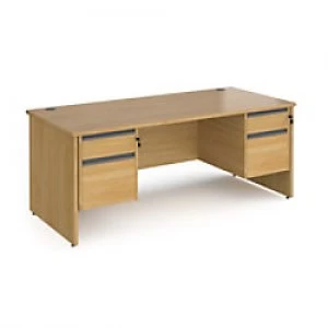 Dams International Straight Desk with Oak Coloured MFC Top and Graphite Frame Panel Legs and 2 x 2 Lockable Drawer Pedestals CP18S22-G-O 1800 x 800 x
