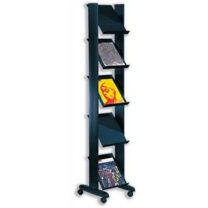 Fast Paper 1-Sided Mobile Literature Display with 5 Shelves Black