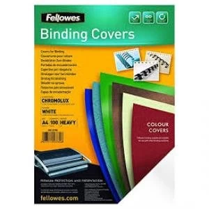 Fellowes A4 Chromolux Gloss Binding Cover with Leather Texture Pack of
