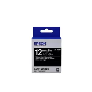 Epson LK-4BWV White on Black Labelling Tape 12mm x 9m