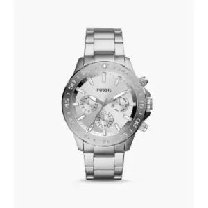 Fossil Mens Bannon Multifunction Stainless Steel Watch - Silver
