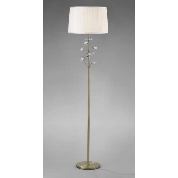Willow floor lamp with white lampshade 1 bulb antique brass / crystal