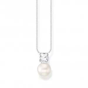 Sterling Silver Pearl Zirconia White Necklace KE2163-167-14-L45V