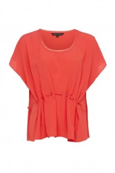 French Connection Classic Crepe Light Draw Waist Top Red