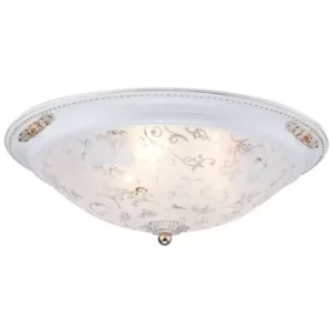 Diametrik Flush Bowl Ceiling Lamp White with Gold, 3 Light, E27