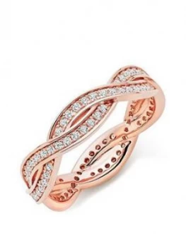 Beaverbrooks Silver Rose Gold Plated Cubic Zirconia Ring