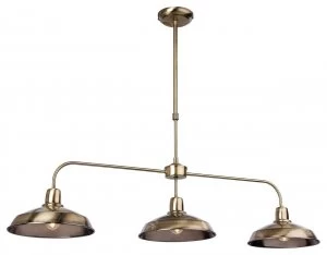 3 Light Ceiling Pendant Bar Antique Brass, E14