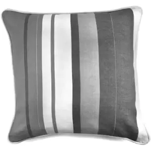 Fusion Whitworth Stripe 100% Cotton Piped Filled Cushion, Grey, 43 x 43 Cm