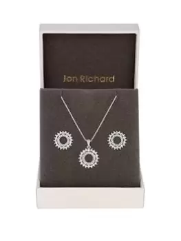 Jon Richard Rhodium Plated And Cubic Zirconia Open Set - Gift Boxed, Silver, Women