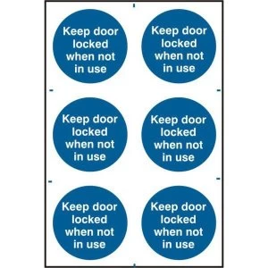 ASEC Keep Door Locked When Not In Use 200mm x 300mm PVC Self Adhesive Sign
