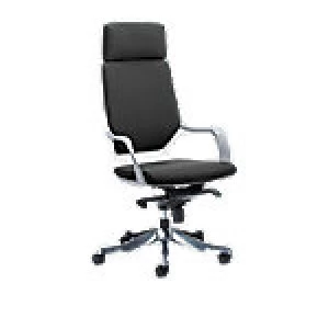Executive Chair Xenon White Shell High Back Black Fabric With Headrest