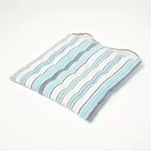 New England Stripe Seat Pad with Button Straps 100% Cotton 40 x 40cm - Homescapes