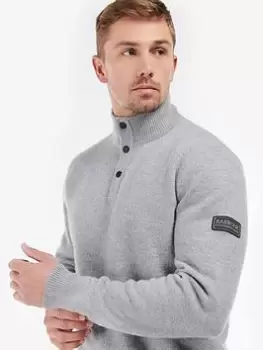 Barbour International Steele Half Snap Knitted Jumper, Grey, Size XL, Men