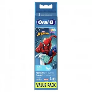 Oral B Kids Spiderman Replacement Toothbrush Heads Pack Of 4