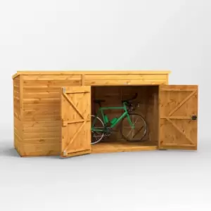 10x4 Power Pent Bike Shed - Brown