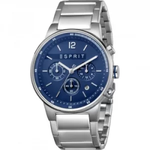 Esprit Equalizer Mens Watch featuring a Stainless Steel Strap and Blue Dial