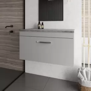 Nuie - Athena Wall Hung 1-Drawer Vanity Unit with Grey Worktop 800mm Wide - Gloss Grey Mist