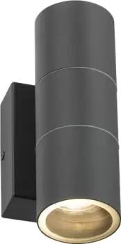 KnightsBridge 230V IP54 GU10 Up and Down Wall Light with Photocell Sensor - Anthracite