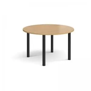 Circular Black radial leg meeting table 1200mm - oak