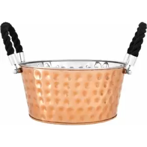 Large Copper Finish Party Bucket/ Wine Cooler Ice Buckets For Chilling And Cooling Wine Modern And Stylish Copper Finish Rope Handle Wine Chiller 33