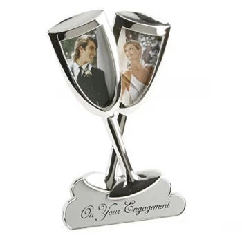 2" x 3" - Engagement Champagne Flutes Double Photo Frame