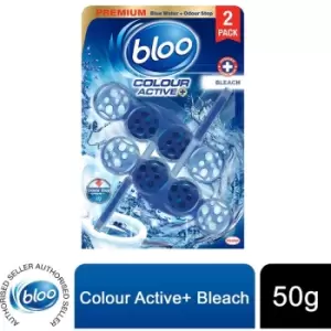 Bloo Toilet Rim Blocks Colour Active+ Bleach for Long-Lasting Freshness, 2x50g