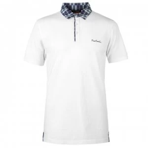 Pierre Cardin Short Sleeve Check Collar Polo Mens - White