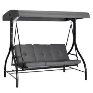 Outsunny 3 Seater Canopy Swing Chair Porch Hammock Bed Rocking Bench - Dark Grey