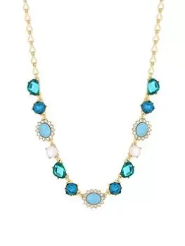 Mood Mood Gold Blue Turquoise And Blue Opal Mixed Stone Collar Necklace