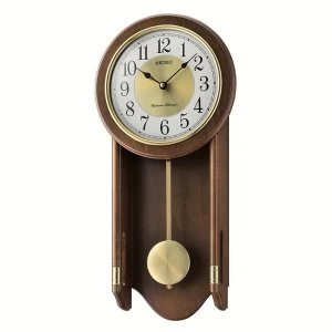 Seiko QXH073B Westminster/Whittington Dual Chime Wall Clock with Pendulam - Dark Brown