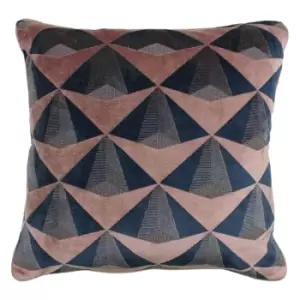 Leveque Velvet Jacquard Cushion Blush/Navy, Blush/Navy / 50 x 50cm / Polyester Filled