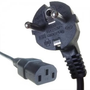 Connekt Gear Black European Schuko Plug Top to IEC Female C13 Kettle TV Power Cord Cable - 2 Meter