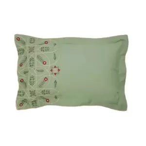 William Morris Brophy Embroidery Oxford Pillowcase, Green