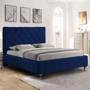 Envisage Trade - Barella Upholstered Beds - Plush Velvet, Single Size Frame, Blue - Blue