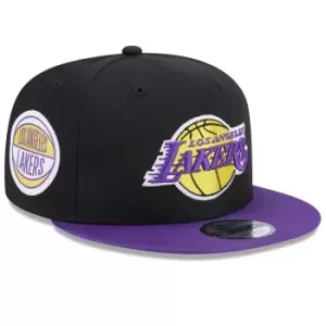 New Era Nba Los Angeles Lakers Contrast Side Patch 9fifty Snapback Cap, Black