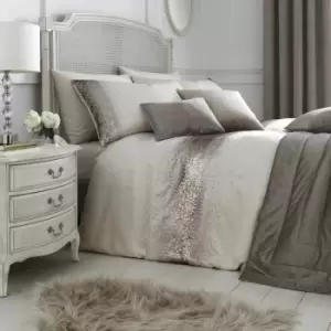 By Caprice Home Monroe Sequin Trim Sateen Duvet Cover Set, Oyster, Double