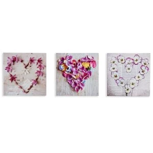 Arthouse Pansy Floral Hearts Wall Canvas - Set of 3