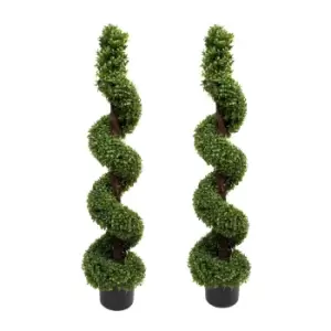 GreenBrokers Artificial Boxwood Spiral Trees 120cm 2 Pack - wilko