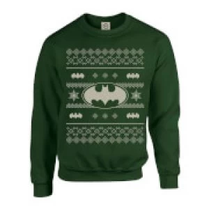 DC Comics Originals Batman Knit Green Christmas Sweatshirt - XL - Green