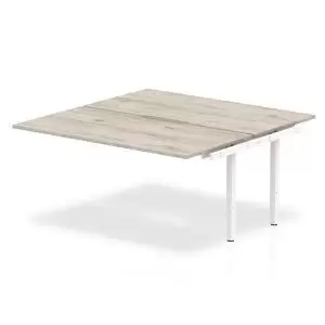 B2B Ext Kit White Frame Bench Desk 1200 Grey Oak
