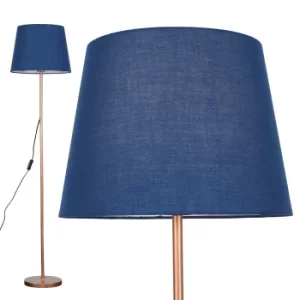 Charlie Copper Floor Lamp with Navy Blue Aspen Shade