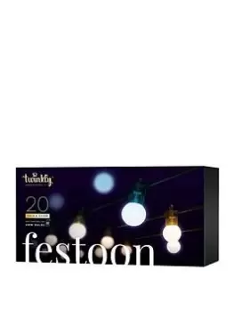 Twinkly Festoon Lights, 20 Aww G45 Bulbs, 0,5 Meter Distance Starter Kit, Bt+WiFi, Gen Ii, Ip44