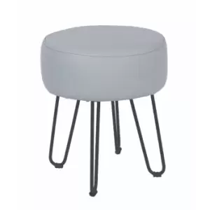 Core Products Grey PU Round Stool With Black Metal Legs