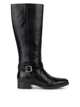 Geox D Felicity A Leather Boots - Black, Size 7.5, Women